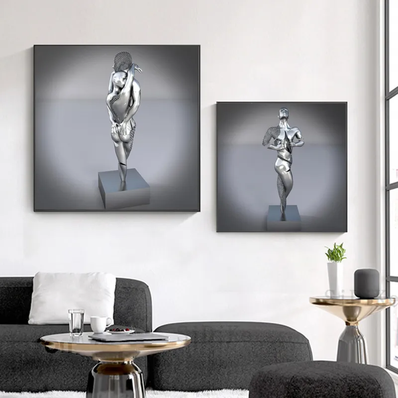Modern Metal Figure Staty Canvas Målning på de romantiska affischer och tryck väggkonstbilder vardagsrum hem dekor6941109