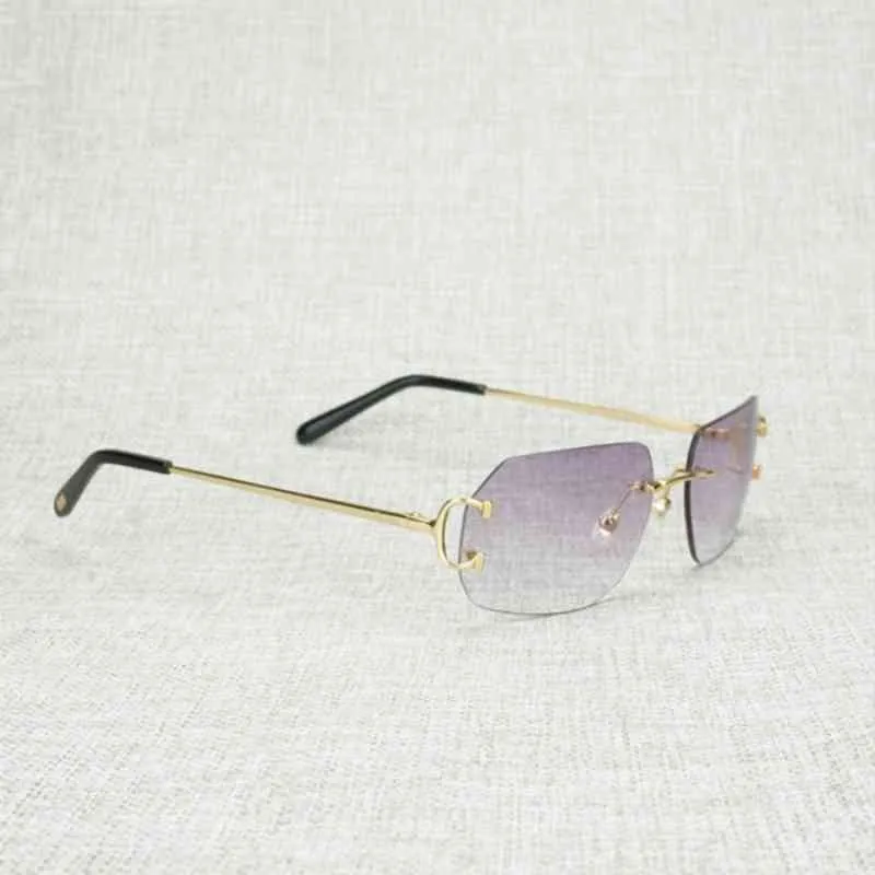 2024 Men's Luxury Designer Women's Sunglasses Vintage Lens Shape Metal Farme Men Rimless Wire Square Gafas Women Outdoor Club Accessories Oculos Shades