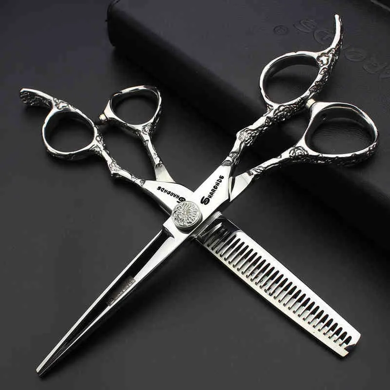 556775 pouces Ciseaux de coiffure professionnels Japon 440c Salon Shears Shop Coute Cisquets Set Razor Hairdressing 2112248895706