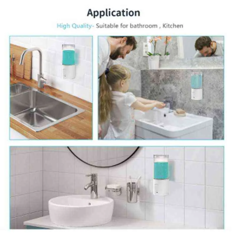 600 ml Flüssigseifenspender, Wandmontage, automatischer Badezimmer-Shampoo-Schale, elektrisch, für Küche, Zuhause, Krankenhaus, 211206