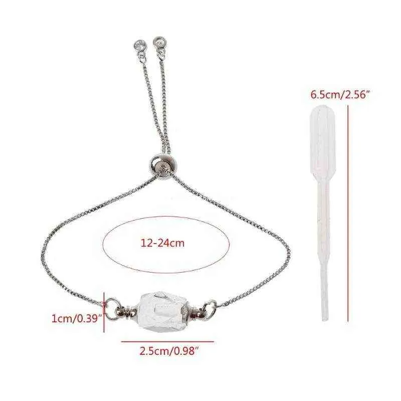 Cristal Bouteille De Parfum Pendentif Bracelet Femmes Aromathérapie Anxiété Huile Essentielle Diffuseur Réglable Bijoux Dropship