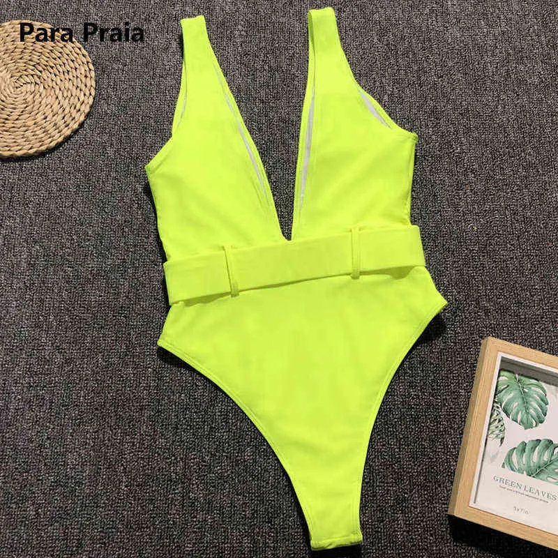 Para Praia Retro Swimsuit Monikini Belted Swimwear for Women Sexy Bathing Suit Deep V Swimwear Thong Bodysuit 22012053119637163973