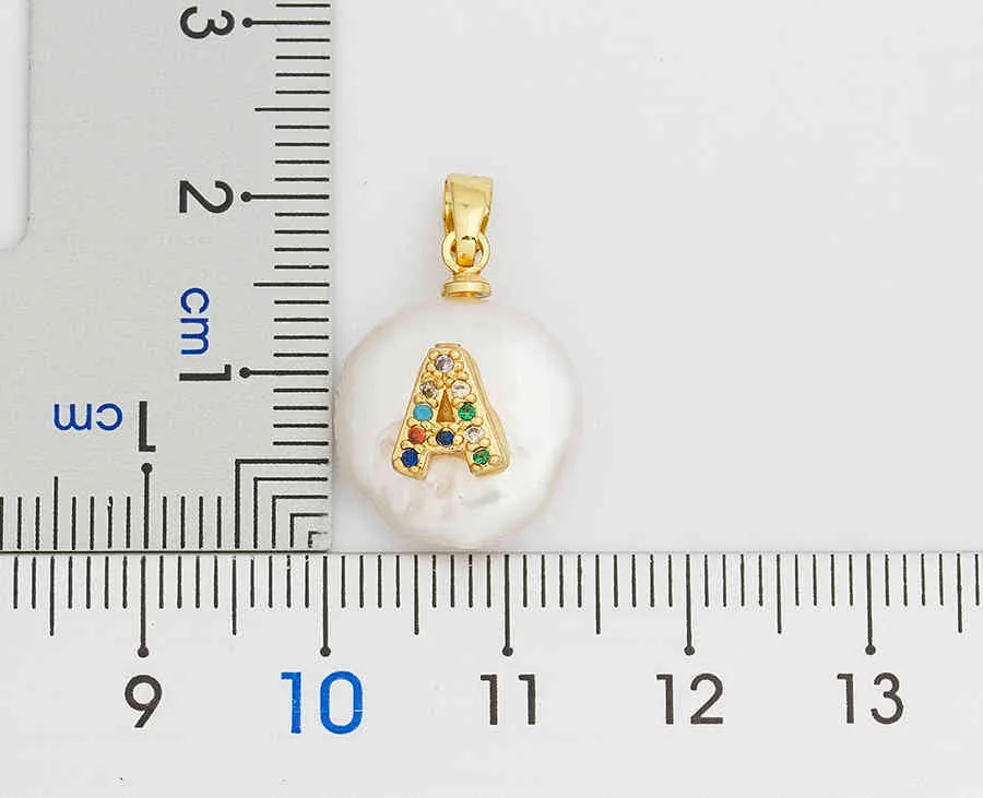 Mode Initial Alphabet A-Z Buchstaben Natürliche Süßwasser Perle Anhänger Halskette Kupfer Zirkonia Choker Schmuck Geschenk Für Frauen