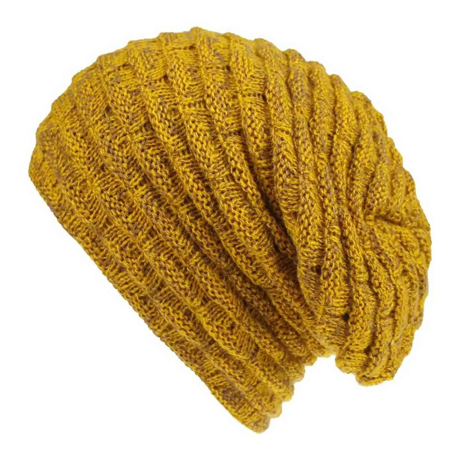 Män Kvinnor Casual Warm Unisex Hat Fleece Foder Baggy Beanies Skidlock Vinter Sticka Hat Y21111