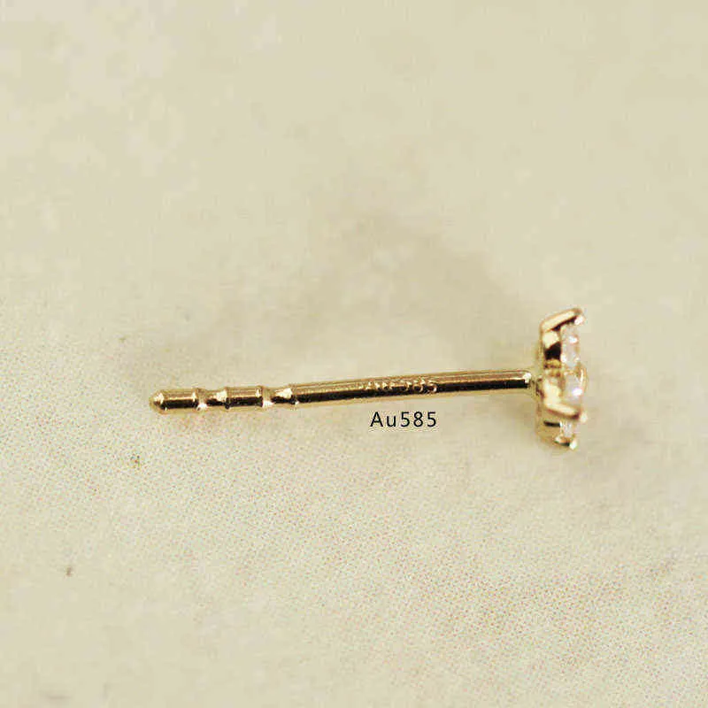 14K solid gold Floret Crystal stud earring Mini dainty women minimal simple style gift bridesmaid 2201088604253