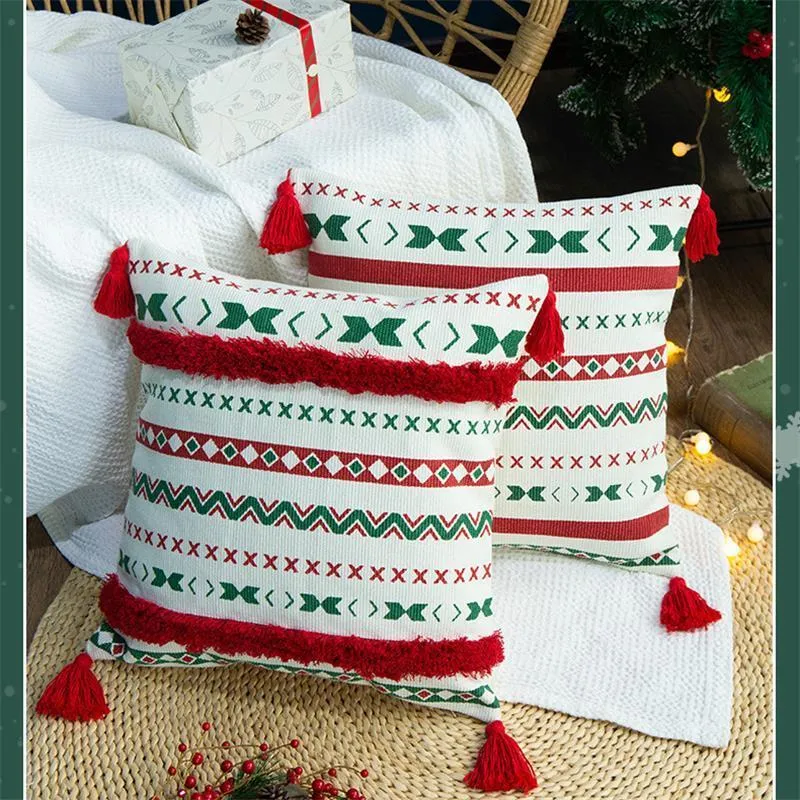 Capas de travesseiro Feliz Natal Caso de travesseiros decorativos Casos de almofada de algodão almofada de algodão com borla para sofá sofá cama de sofá 201009