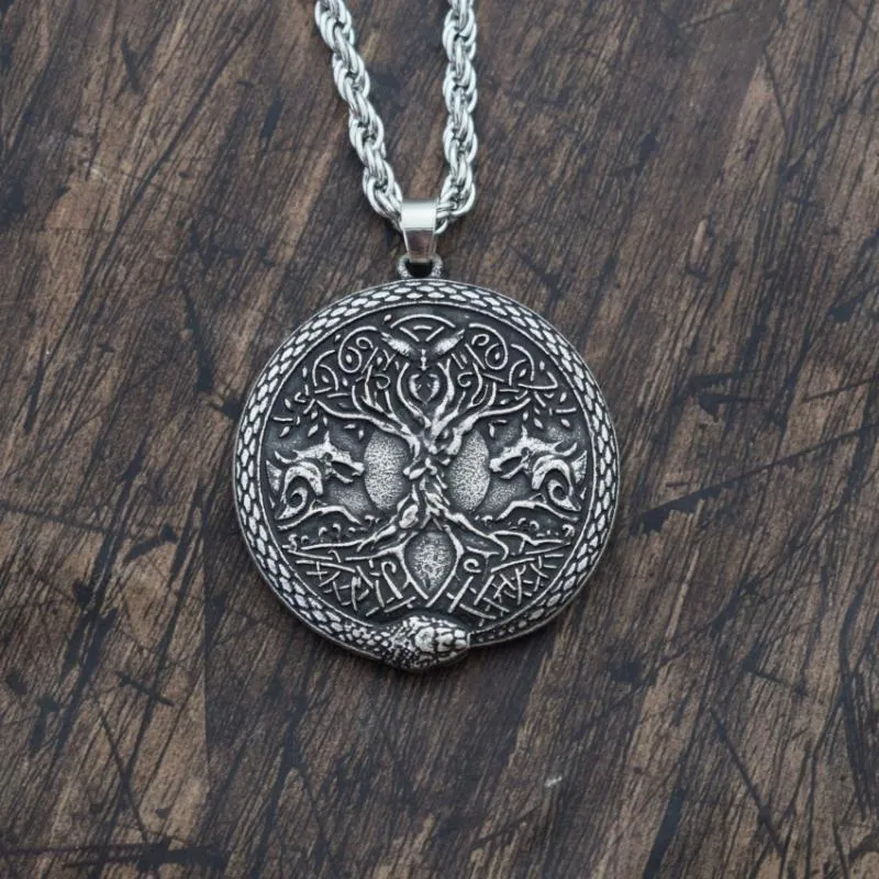 ペンダントネックレスof Life Of Life Wolf Snake Necklace Useboros Viking Talisman Norse World Jewelry269e