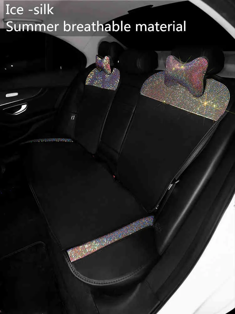 Samochody Pokrowce na siedzenia dla samochodów Universal Pełny zestaw Girly Bling Akcesoria Wnętrze Kobiety Poduszki Vintage Classic Lato