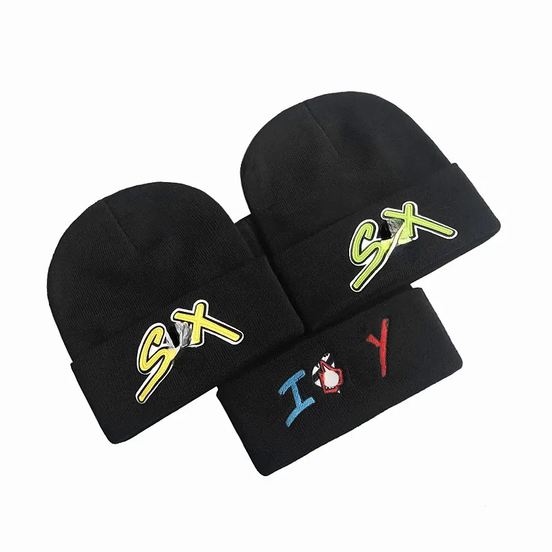 Chapeaux tricotés Wave Cap Lettre Broderie Bend Fashion Skullcap Caps Male Hip Hop Travel Punk