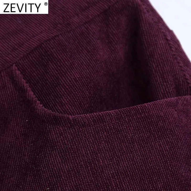 Zevidade mulheres zíper zíper voar bolsos corduroy uma saia de linha faldas mujer feminino moda chique vestido negócio saia qun715 210603