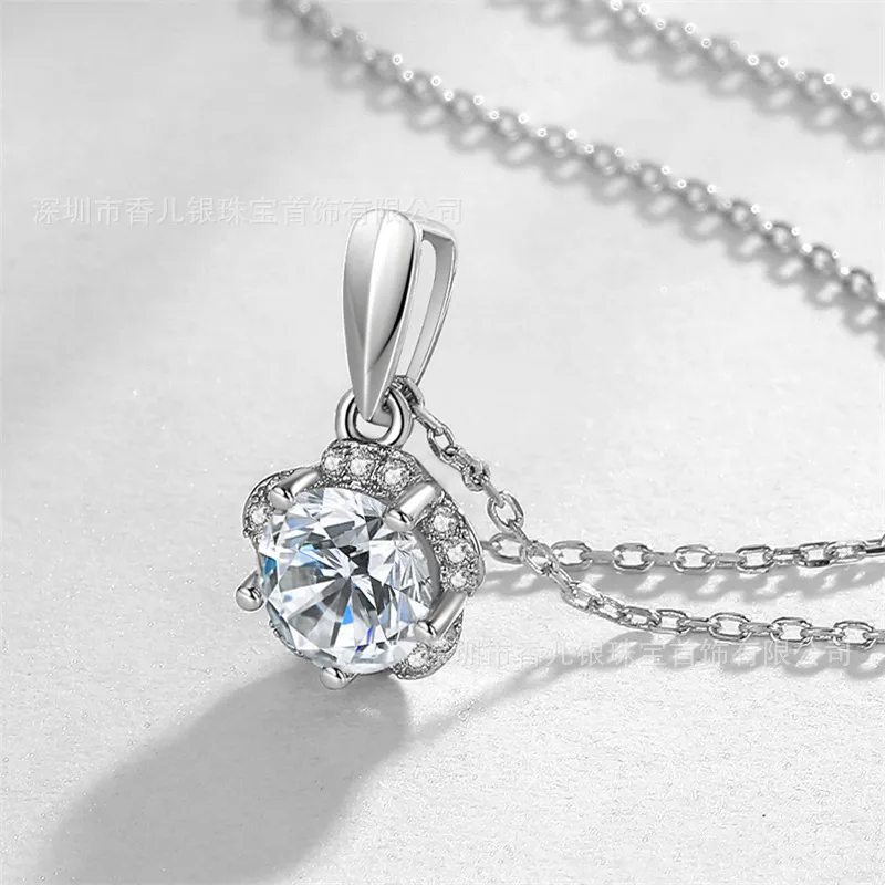 1ct Lab Diamant Zirkonia Edelstein Anhänger Halskette 925 Sterling Silber Aussage Halsketten Frauen Edlen Schmuck XDZ079