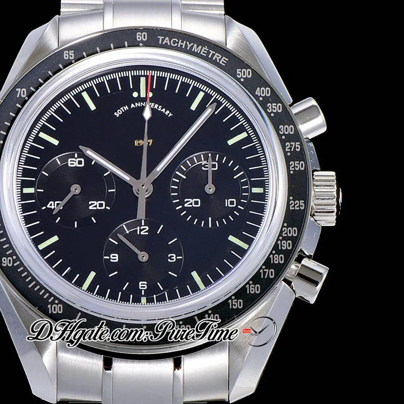 OMF Apollo 15, 40-летний юбилей, хронограф с ручным заводом, мужские часы с черным циферблатом, браслет из нержавеющей стали, новое издание 2021 года Pur303S