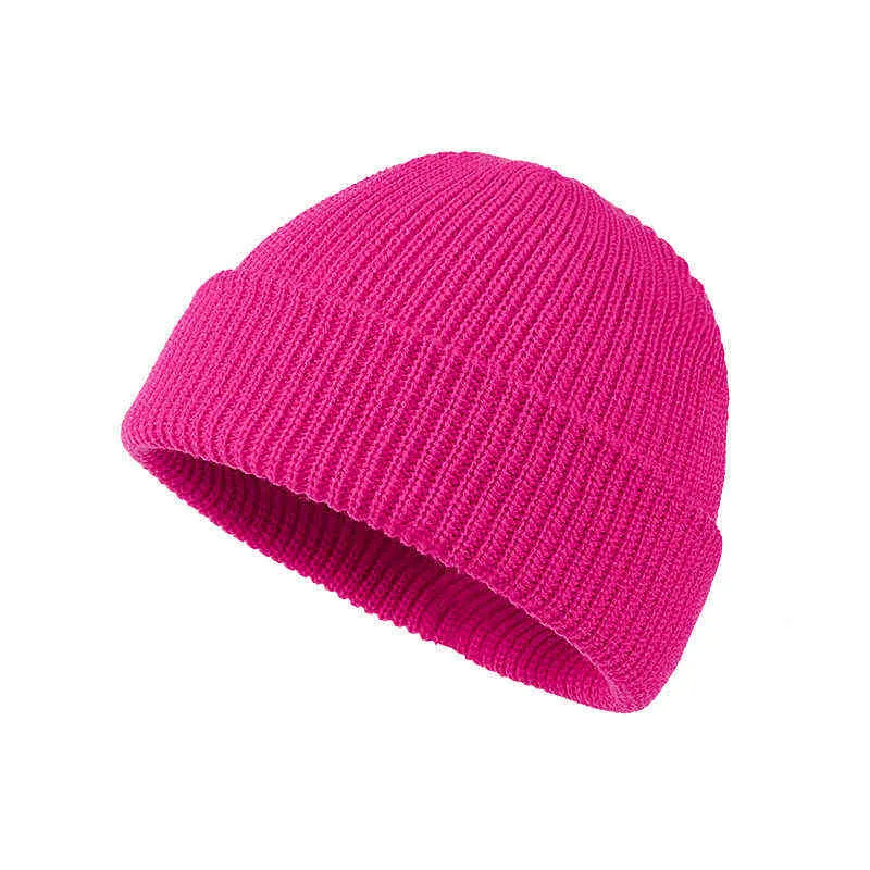 i unisex cappelli lavorati a maglia berretto da donna solido inverno caldo berretto retrò senza tesa berretto largo melone uomo zucchetto strada cofano Y21111