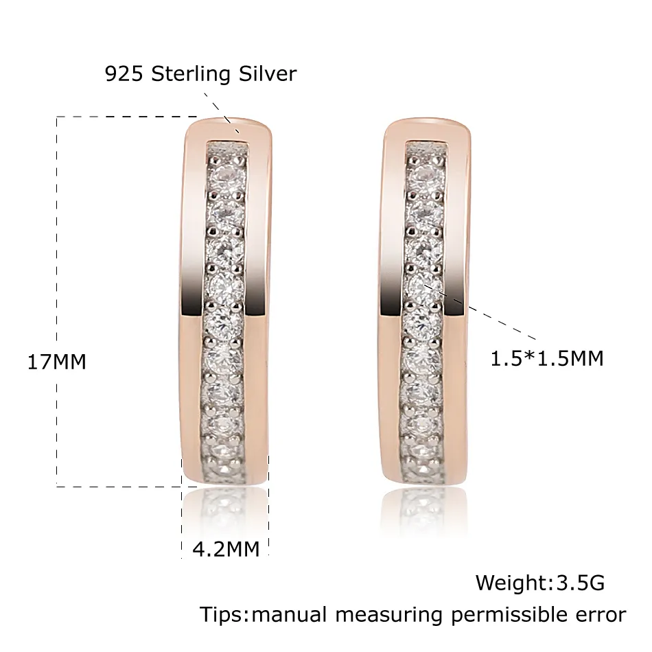 925 Sterling Silver Womens Oorbellen Classic Clear CZ Elegante geschenken Rose Gold Verbeterlijke verlovingsbelofte Juwelen6407457