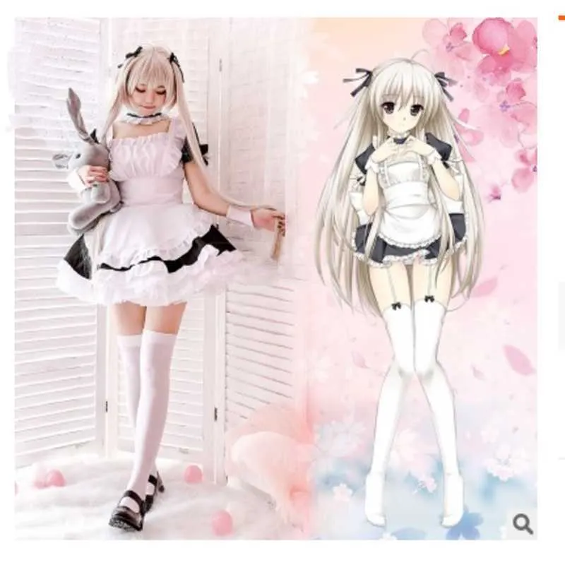 Crossdresser Sissy Maid Dress Anime Yosuga no Sora Kasugano Costume Cosplay Donna Uomo Vestiti Kawaii Halloween Party Y0913