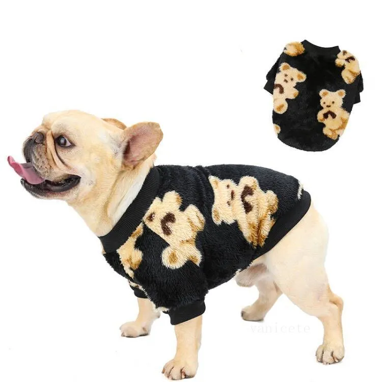 Vêtements pour chiens Vêtements pour animaux de compagnie Automne et hiver Nouveau bipède épaissie en peluche en coton rembourré veste ours impression T2I52969