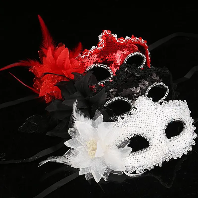 colorido lantejantes flor mulheres meninas masquerade máscara de bola de dança festa de aniversário carnaval adereços