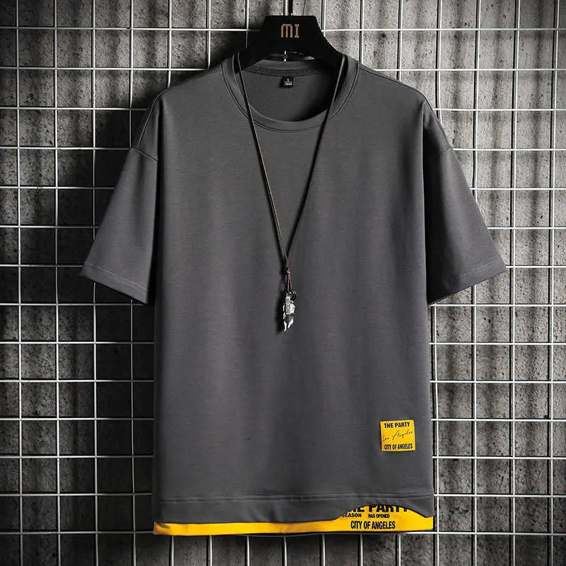 Camiseta de manga corta con cuello redondo para hombre, ropa de algodón de verano, camisetas, camiseta de talla grande asiática 4XL, ropa de calle 210706