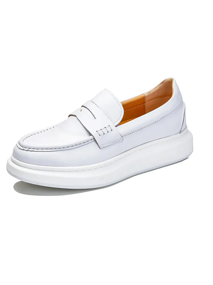 Nouveau blanc hommes chaussures décontractées sans lacet haute qualité hommes chaussures en cuir véritable mocassins chaussures pour hommes