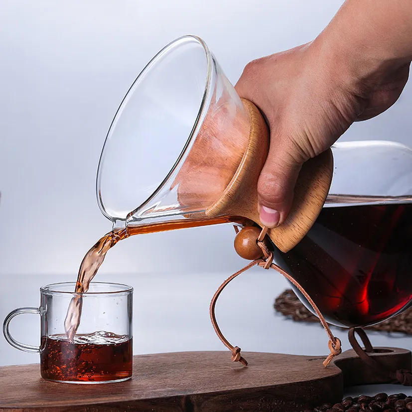 1000ml szklany doniczka do kawy Maker Maker Perkolator Barista Narzędzia Espresso Manual Czajnik czajnik ze stali nierdzewnej 210309