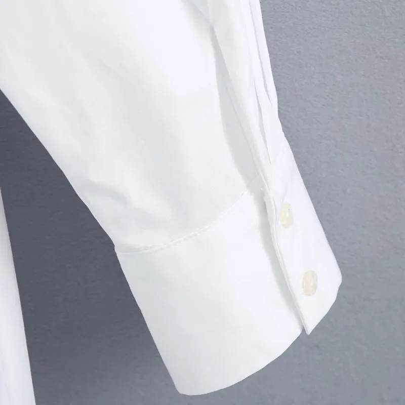 Kumsvag Summer Women White Shirts Dress Long-Sleeve Turnown Turlown Elastic Waist Mini Dresses女性エレガントなAラインドレス210226