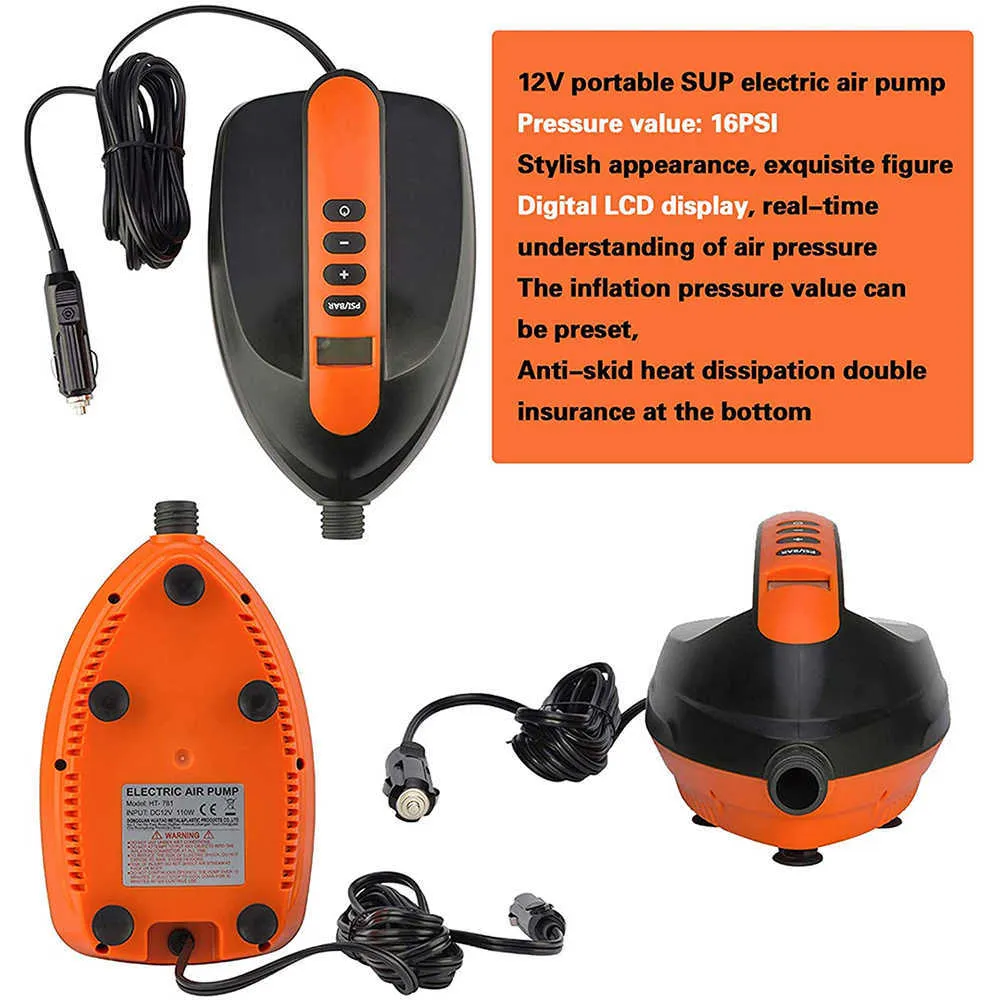 16PSI Air Pump Paddle Board Vehicle Electric Chargings Pump 12.0V High Pressure Pump Boat Inflation And Deflation Dual Purpose