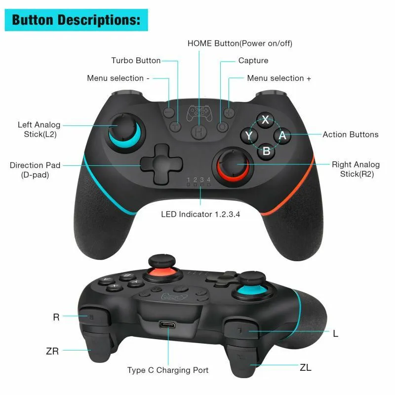 Wireless Bluetooth Gamepad Nintend Switch Controller Joystick PC NSWitch Pro con 6axis Handis Gaming Green Consola 2105191016