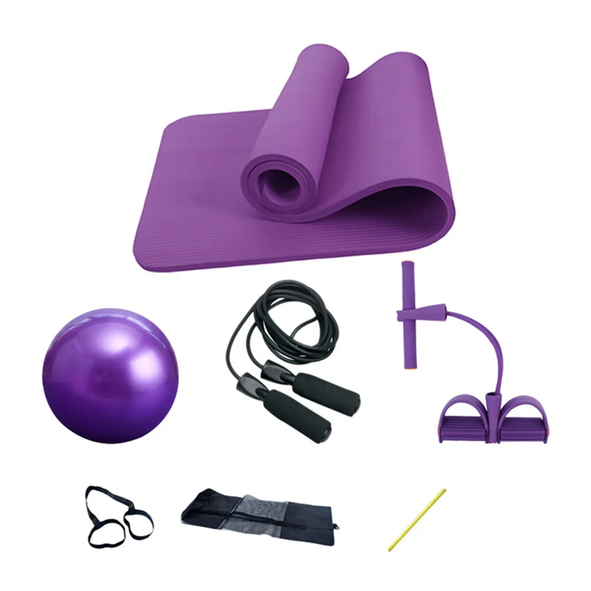 Yoga eller Pilates Set Kit 10mm tjock yogamatta 25 cm gummi BA 2 Rems Jump Rope C02234736363