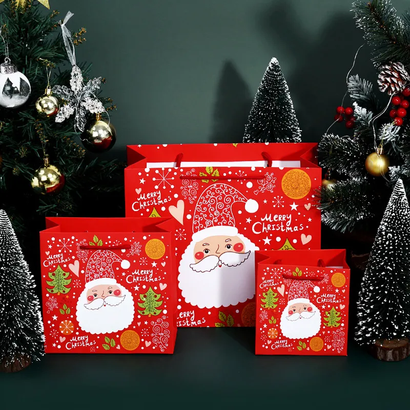 メリークリスマスギフトラップペーパーバッグクリスマスツリーパッキングスノーフレークキャンディボックス新年の子供たちはバッグの装飾9984370