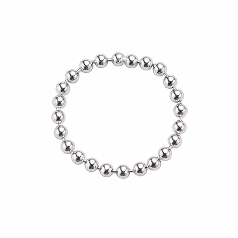Bagues de pouce perlées en argent Sterling 925 véritable pour femmes, anneau de pile à points simples 2019, anneaux à billes réglables minimalistes Q07082125730