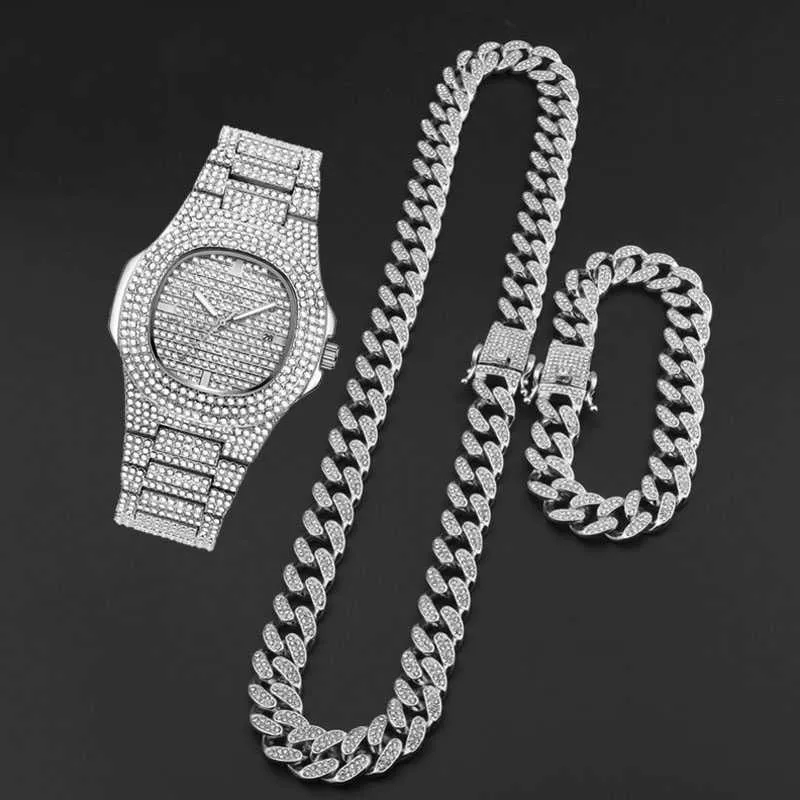 Mrożony łańcuch zegarków Hip Hop Watches Mens 2010 Bling Gold Diamond zegarek dla mężczyzn Wodoodporna ręka na rękę Męs