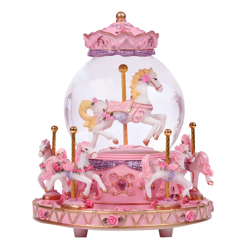 Carousel Crystal Ball Music Box Decorazioni la casa Regalo di compleanno femminile bambini