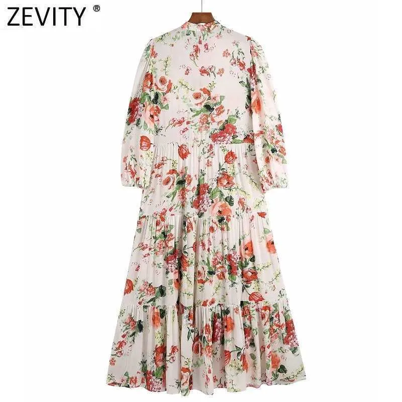 Women Elegant Red Floral Print Pleats Patchwork Midi Shirt Dress Lady Single Breasted Vestidos Chic A Line Dresses DS8392 210603