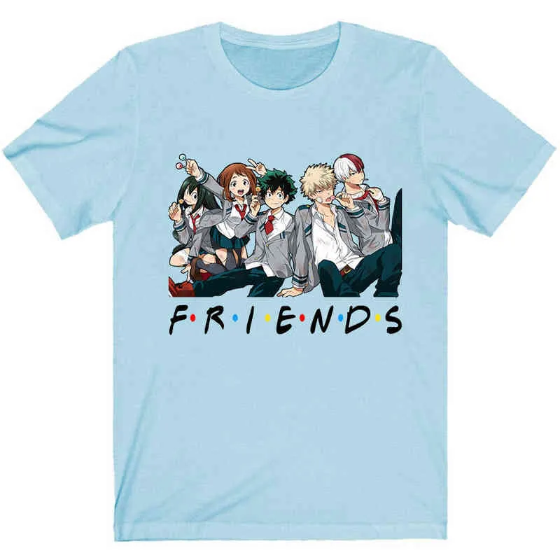 Japansk Anime Boku No Hero Academia Vänner T-tröja Kvinnor T-shirt G220228