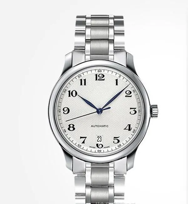 Top qualité homme montre mécanique automatique montres pour hommes cadran blanc bracelet en cuir marron avec Date 002294f