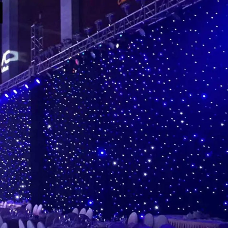 3x6m cor azul-branca led estrela cortina festa decoração palco pano de fundo com controlador de iluminação dmx512 para casamento event256n