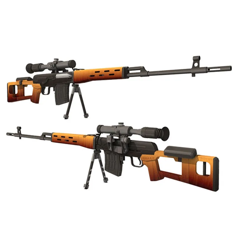 Paper Model Toy Gun Kit 1:1 SVD Sniper Rifle 3D DIY 122cm Card Building Sets Military For Kids Adults