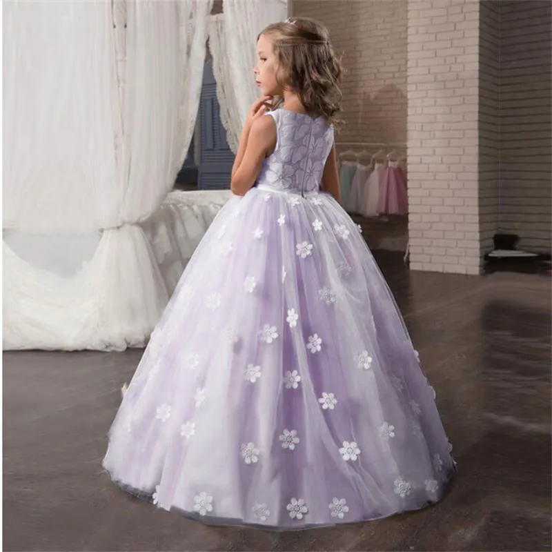 Blomma tjejer klänning tonåring prinsessa bröllopsfest för sommar barn kläder barn klänningar för tjejer 10 11 12 13 14 år 210303