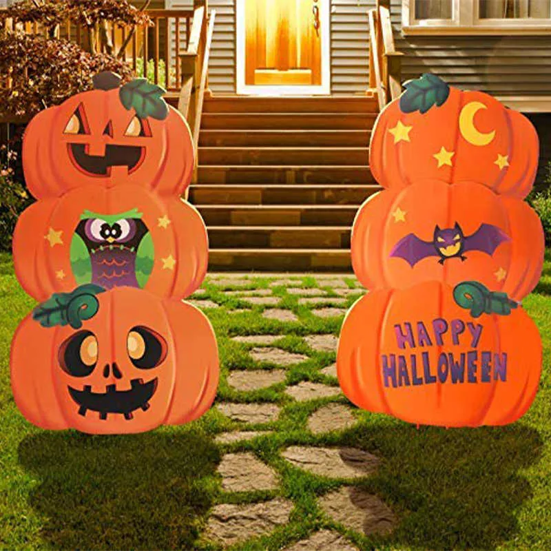 Home Garden Scare Cats Stitching Pumpkin Tombstone Outdoor Decorations Terror Interesting Halloween Party Supplies Y0829