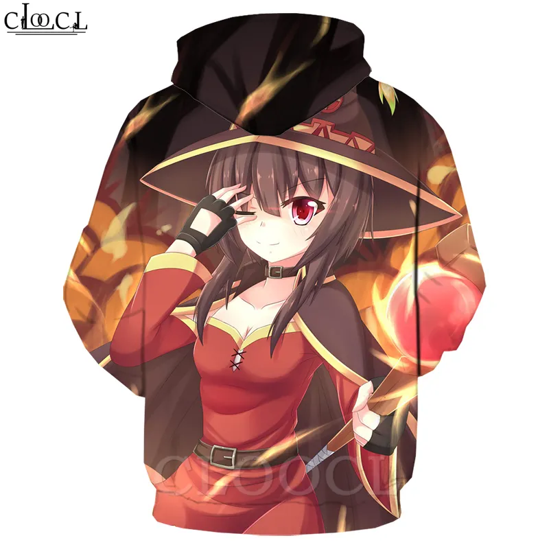 Classique Anime Girl Megumin Konosuba Cosplay Sweats à capuche 3D Imprimer Hommes Femmes Automne Jogging Sportswear Casual Streetwear T461 201020