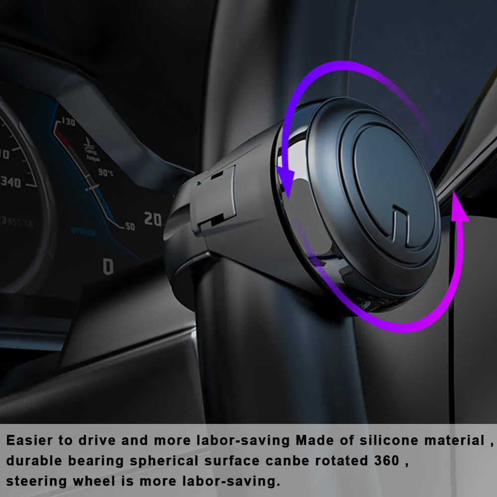 Metallbärande strömhandtag 360 graders rotationsbollformad spinnknapp som vrider rattens booster för bil
