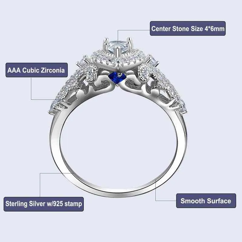 She 3 Pzs 925 sterling sterling anelli di nozze le donne 1.4 ct figura pera aaaaa cz anello di fidanzamento set gioielli classici NR5015 211217