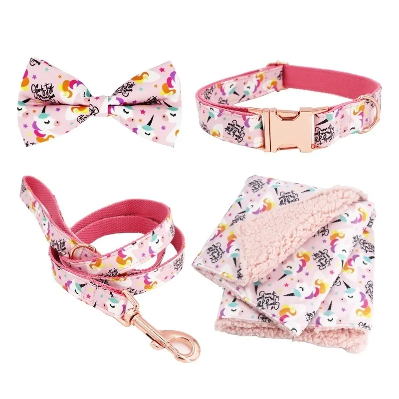 Collier de chien fille rose noeud papillon avec boucle en métal grands et petits accessoires pour animaux de compagnie DogCat Y200515