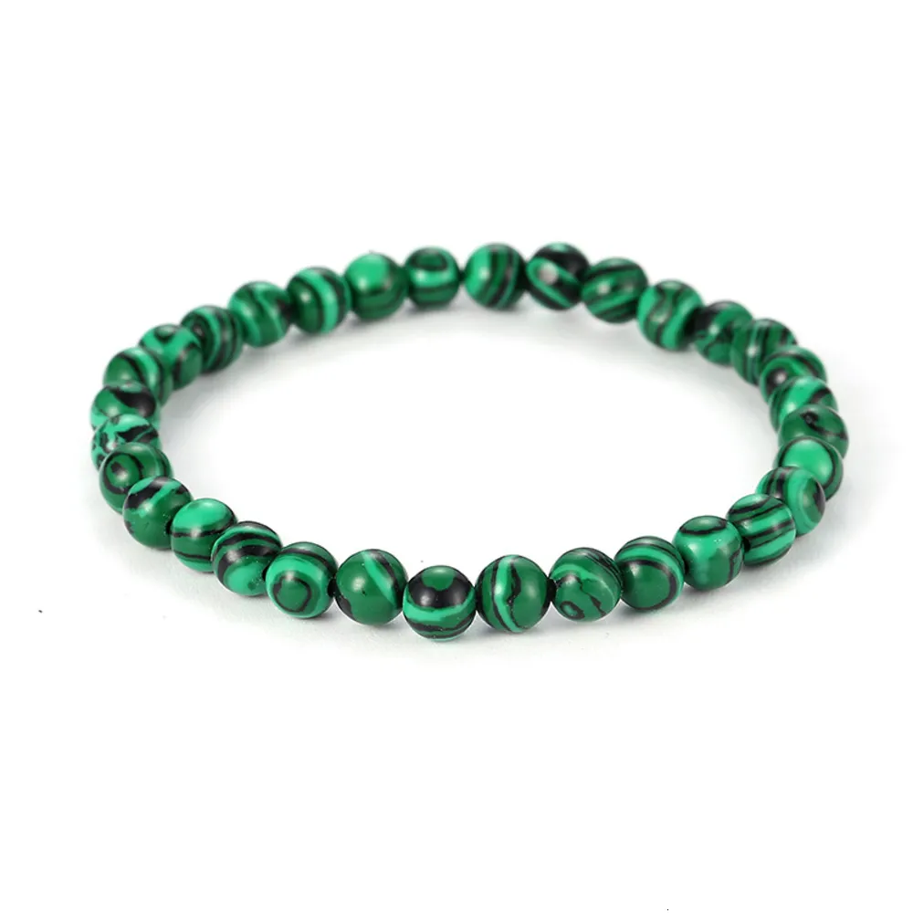 Malachite bleue populaire 6 8 10 12 14 mm Men039s et femmes 039 Bracelet élastique de la mode2257057