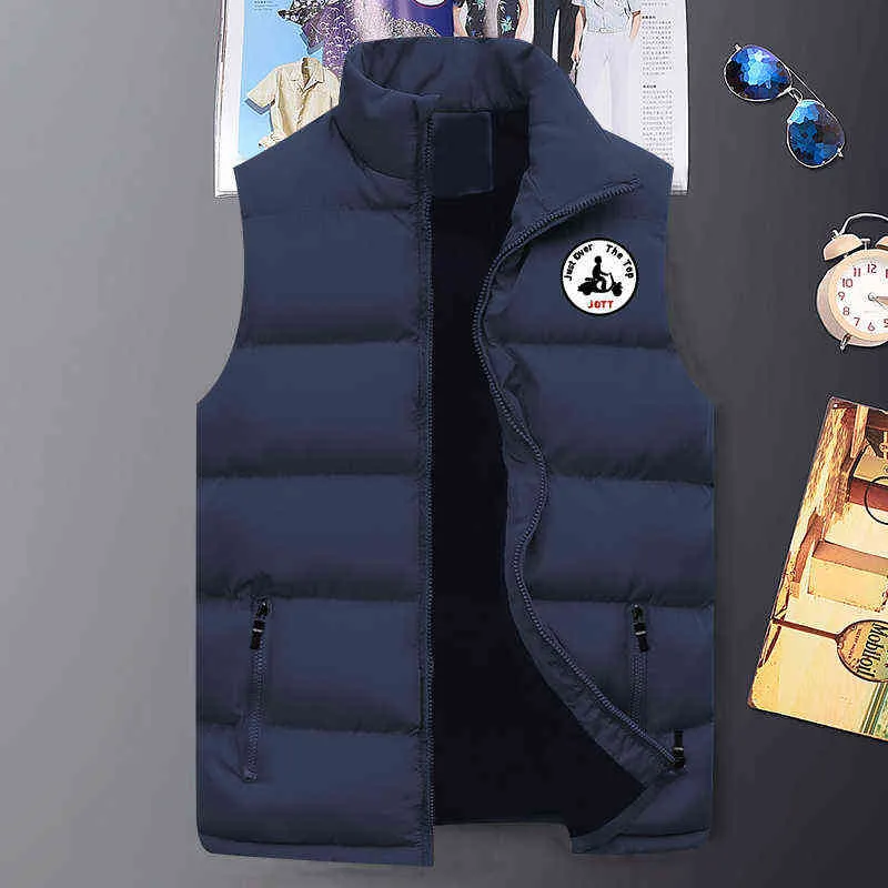 Męska moda jesienna i zimowa Jott Casual Print bezrękawnik męski ciepły i wiatroszczelny Streetwear Veste Homme 211022