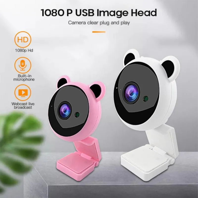 Bilgisayar Kamera Sevimli Panda 1080p Mikrofon ile Ücretsiz Drive Webcam Oline Ders Öğretmenlik Canlı Video Konferansı