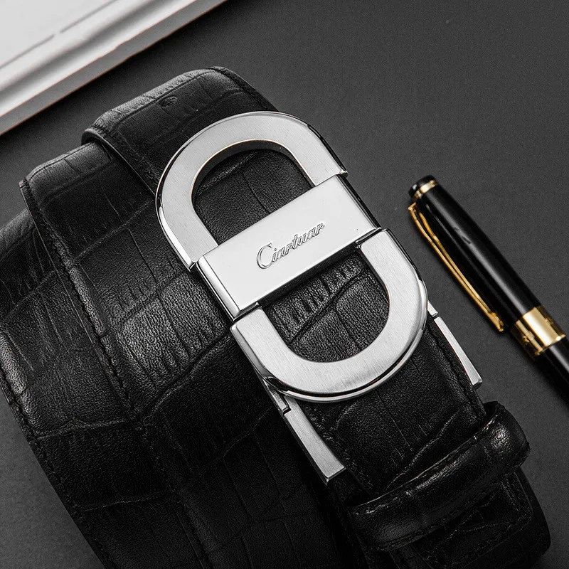 New Fashion Designer Mens Business Luxury belt Smooth buckle Genuine Leather Belts For Men Waist Belt346S