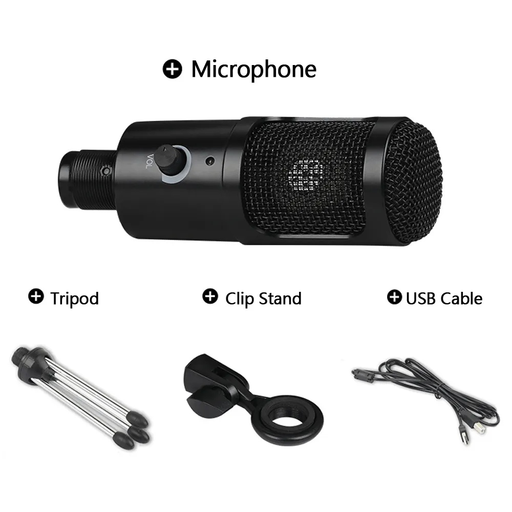 USB PC condenser Vocals Recording Studio Microphone YouTube Video Skype Chatting Game Podcast