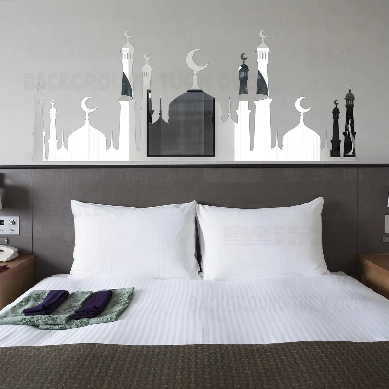 Adesivi a parete a specchio Moschea adesivo decorazione decorazione camera da letto decorativa Ramadan kareem arabo islamico Muslino Mubarak R220 2105629701