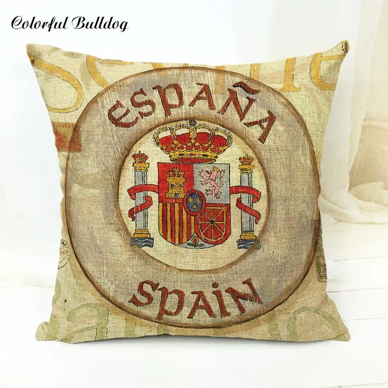 Brésil Français Allemand Irlande Italien Londres Puerto et Espagne Armoiries Faites à la main vintage Shabby Chic Wood Cushion Cover Fundas292f